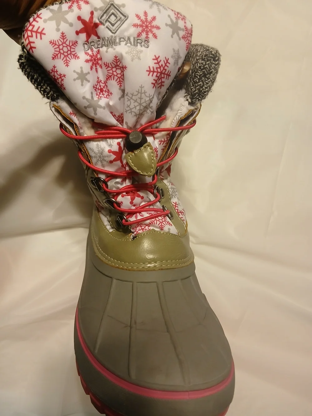 Dream Pairs Kids Waterproof Snow Boots in Gray and Pink
